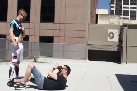 Being Photographed As A Footballer stroking