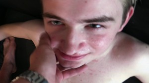 Playful homo lad happily takes this penis in the bum