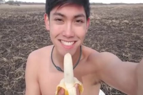 yummy asian Lad Outdoor Masturbate Show