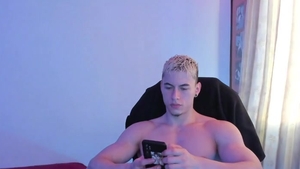 brawny blonde chap stroking