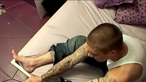 Tatted Alpha dude Cums In His Sock