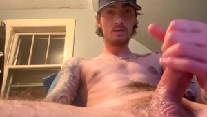 str8 Tatted throbbing dick Nuts monstrous Load