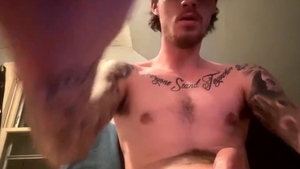 str8 Tatted throbbing dick Nuts monstrous Load