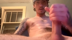 str8 Tatted throbbing dick Nuts monstrous Load