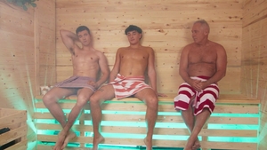 Men: Tattooed Twink Callum West's Sauna Surprise