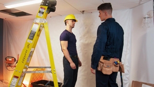 Men: Horny Construction Duo's Ladder Adventure