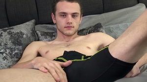 He moans loud before shooting cum