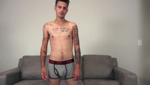 Stroking His Big Cock in Preperation